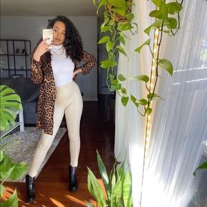 Cream Faux leather legging